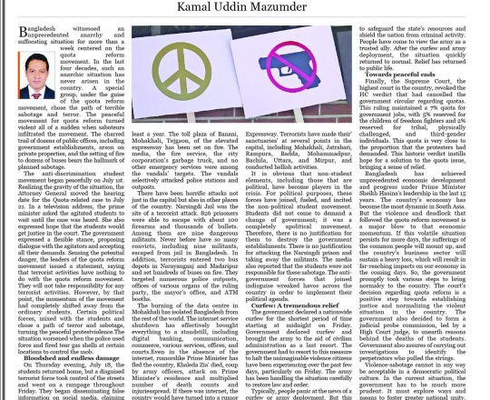 Quota Reform Movement in Bangladesh: From Violence to Peace