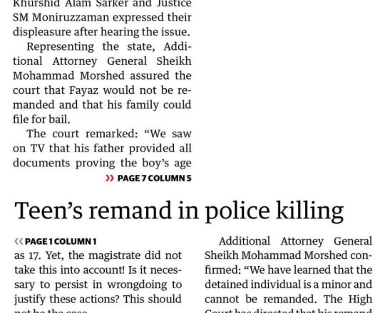 Teen's remand in police killing case cancelled