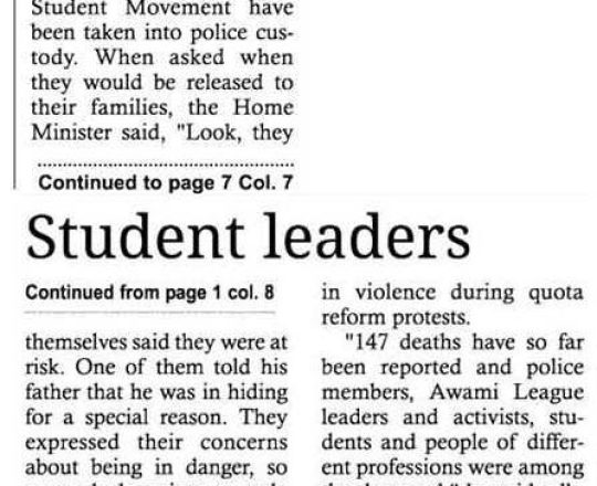 Student leaders 'not arrested,' to be released if out of danger