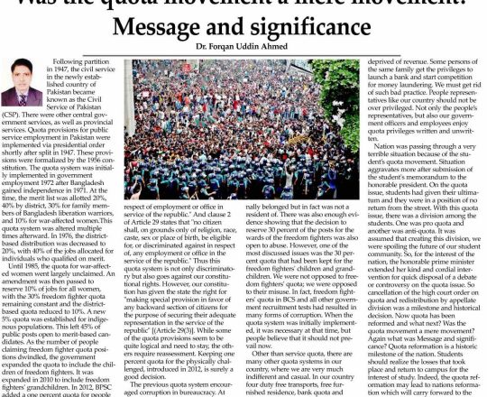 Was the quota movement a mere movement? Message and significance