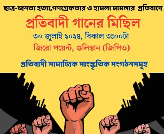 প্রতিবাদী গানের মিছিল, পোস্টারঃ প্রতিবাদী সামাজিক সাংস্কৃতিক সংগঠনসমূহ