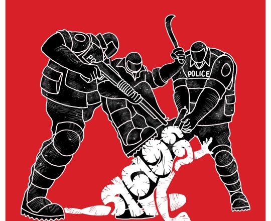 হেলমেট বাহিনীর অত্যাচার, পোস্টারঃ Tirthosthan