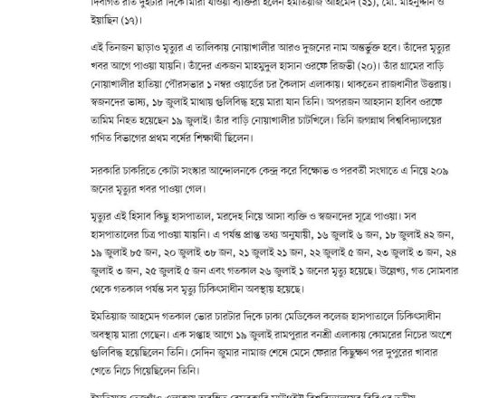 নিহতের সংখ্যা বেড়ে ২০৯