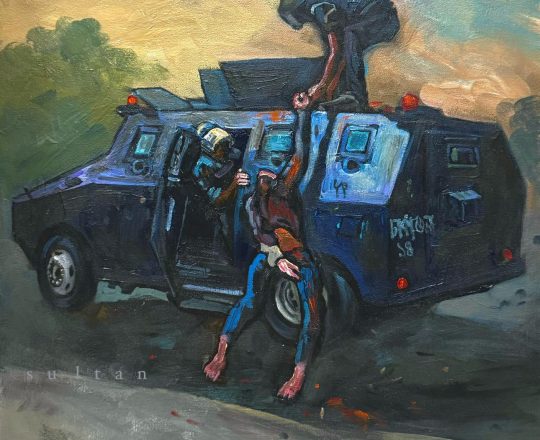 আন্দোলনে সহিংসতা, পেইন্টিং: সুলতান ইসতিয়াক