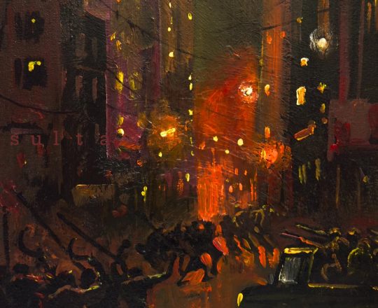 প্রশাসনের নির্বিচার গুলিবর্ষন, পেইন্টিং - সুলতান ইসতিয়াক