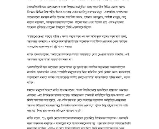 বাংলাদেশের জাতীয় রূপরেখা হাজির করব, শহীদ মিনারে সমন্বয়ক নাহিদ