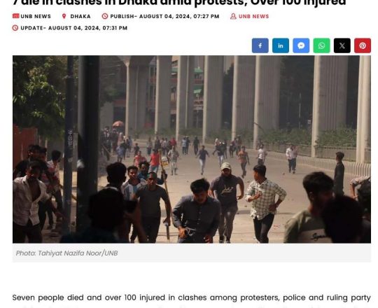 7 die in clashes in Dhaka amid protests; Over 100 injured